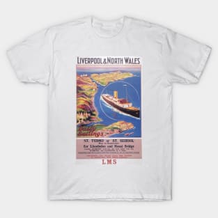 Liverpool & North Wales - LMS - Vintage Railway Travel Poster - 1923-1947 T-Shirt
